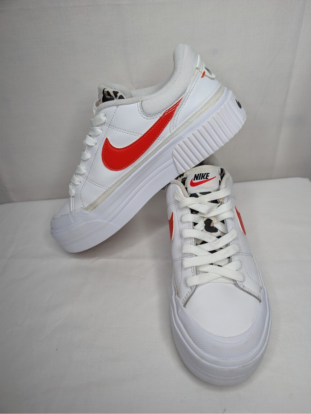Nike Court Legacy Lift Women's Athletic Sneakers- White/Orange size 7